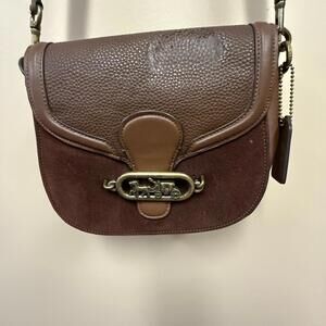 Coach Brown Leather & Suede Crossbody Bag 2018 F3113 see photos for callouts